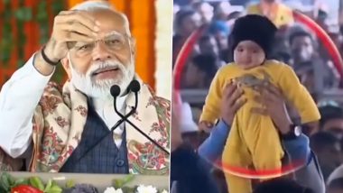 ‘Bachi ko Pareshan Mat Karo’: PM Narendra Modi’s Appeal to Man Carrying Child on Shoulder in Jammu; Video Surfaces